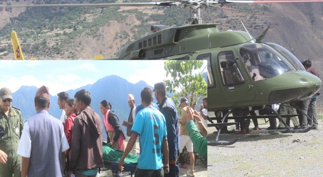 सुत्केरी व्यथा लागेकी थापाको हेलिकप्टर मार्फत उद्धार